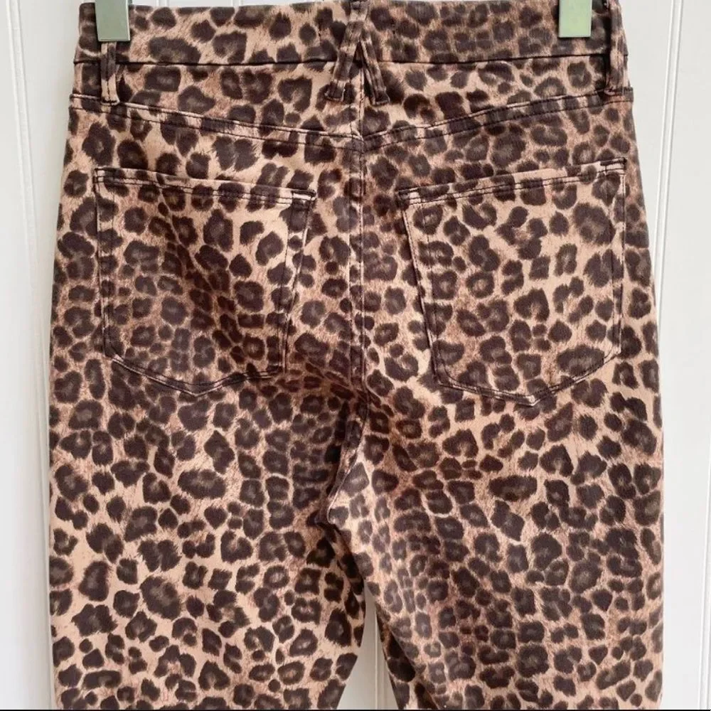 Good American Leopard Print Jeans Brown Size 28 High Rise Good Waist